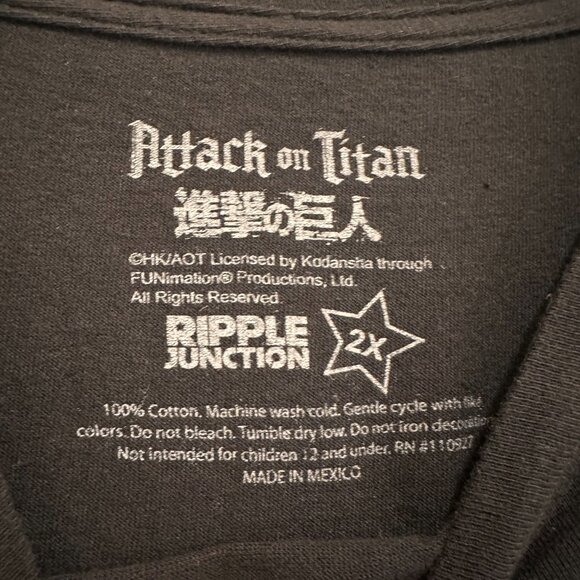 Attack on Titans Ripple Junction Woman’s 2XL Black Anime T-shirt - Picture 3 of 4